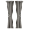 LENDA curtains with tie-backs, 1 pair, dark grey/with heading tape, 140x300 cm