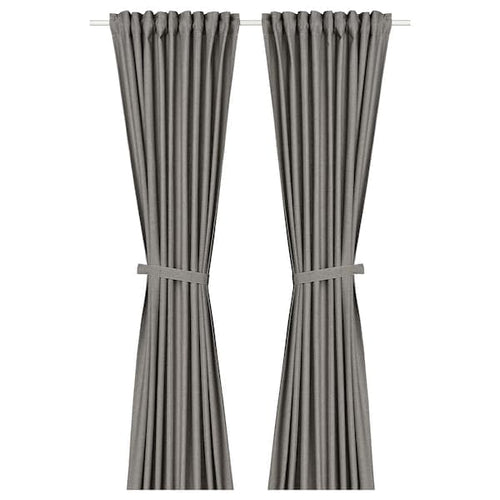 LENDA - Curtain with bracelet, 2 sheets, dark grey, , 140x300 cm