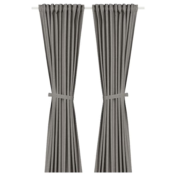 LENDA - Curtain with bracelet, 2 sheets, dark grey, , 140x300 cm