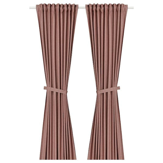 LENDA - Curtain with bracelet, 2 sheets, brown-red, , 140x300 cm - best price from Maltashopper.com 30559195