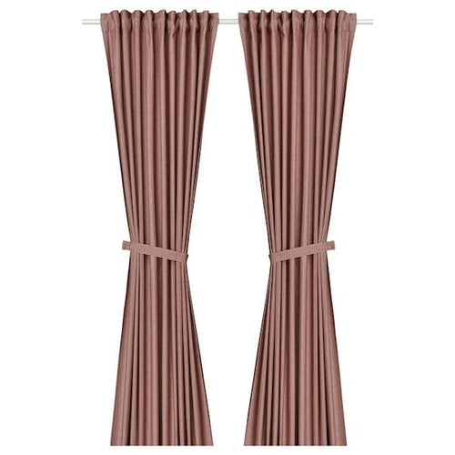 LENDA - Curtain with bracelet, 2 sheets, brown-red, , 140x300 cm