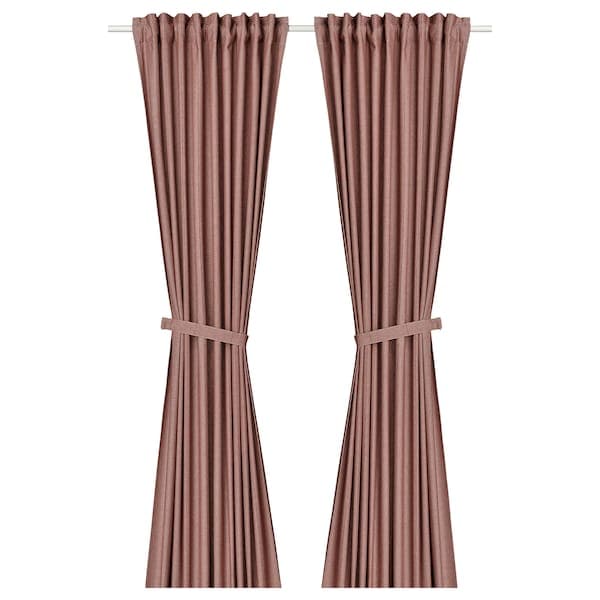 LENDA - Curtain with bracelet, 2 sheets, brown-red, , 140x300 cm