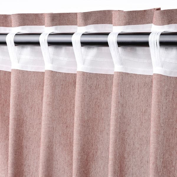 LENDA - Curtain with bracelet, 2 sheets, brown-red, , 140x300 cm - best price from Maltashopper.com 30559195