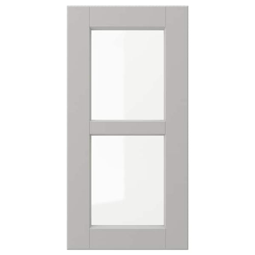 LERHYTTAN - Glass door, light grey, 30x60 cm