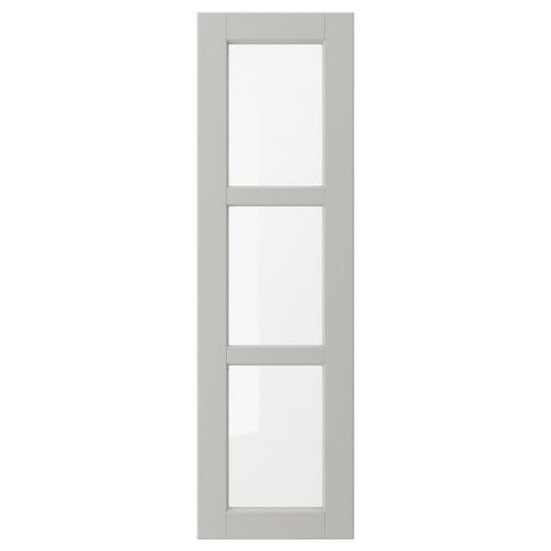 LERHYTTAN - Glass door, light grey, 30x100 cm