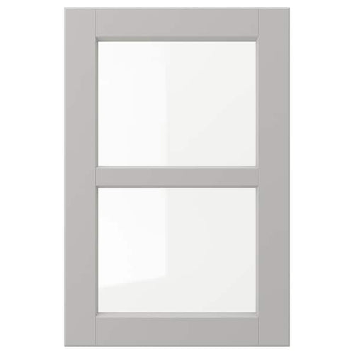 LERHYTTAN - Glass door, light grey, 40x60 cm