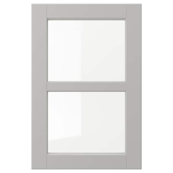 LERHYTTAN - Glass door, light grey, 40x60 cm