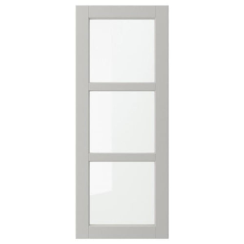 LERHYTTAN - Glass door, light grey, 40x100 cm