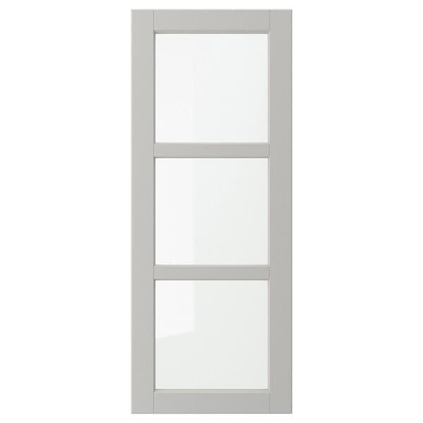 LERHYTTAN - Glass door, light grey, 40x100 cm