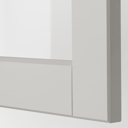 LERHYTTAN - Glass door, light grey, 40x80 cm