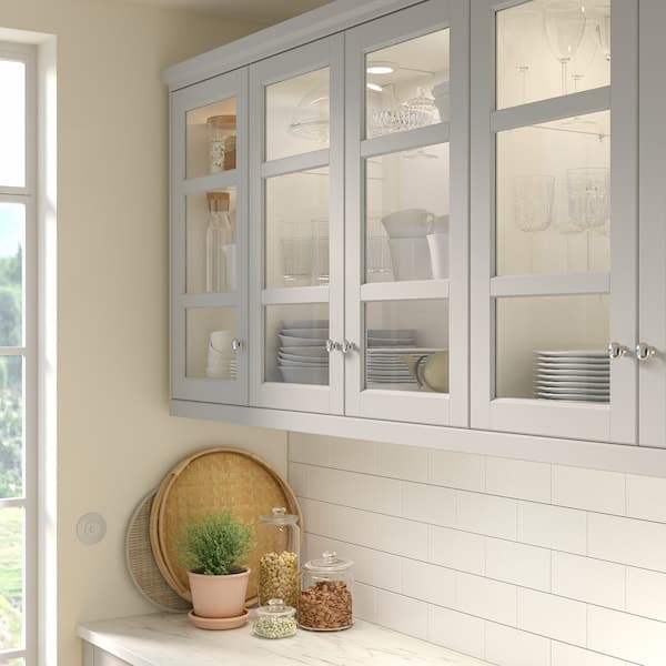 LERHYTTAN - Glass door, light grey, 30x80 cm - best price from Maltashopper.com 00461510