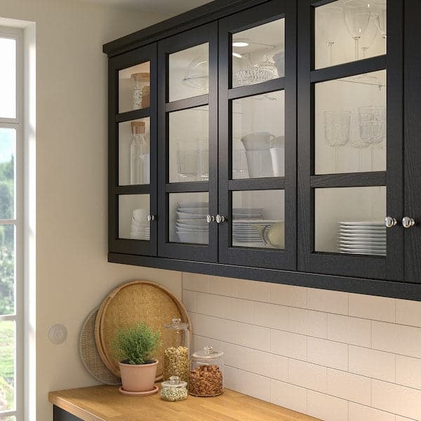 LERHYTTAN - Glass door, black stained, 30x100 cm - best price from Maltashopper.com 80356077