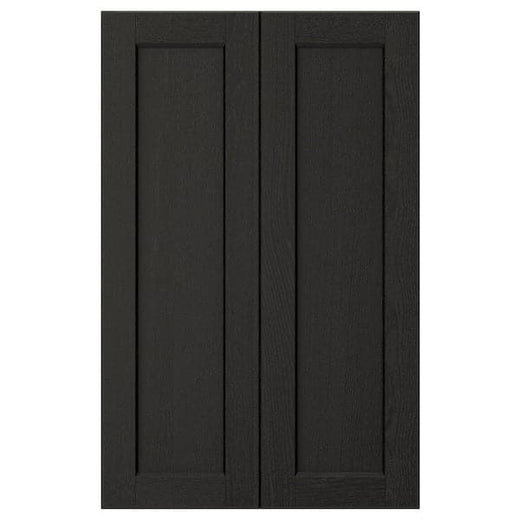 LERHYTTAN 2-p door f corner base cabinet set, black stained, 25x80 cm