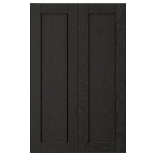 Ikea LERHYTTAN - 2-p door f corner base cabinet set, black stained, 25x80 cm