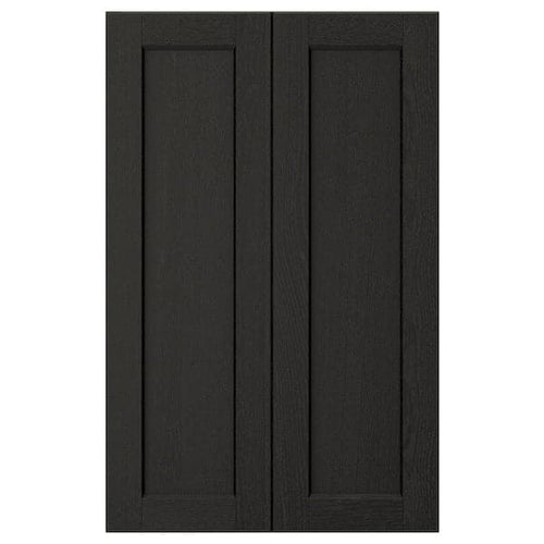 LERHYTTAN - 2-p door f corner base cabinet set, black stained, 25x80 cm