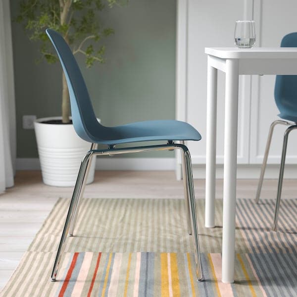 Ikea LIDÅS - Chair, blue/Sefast chrome-plated