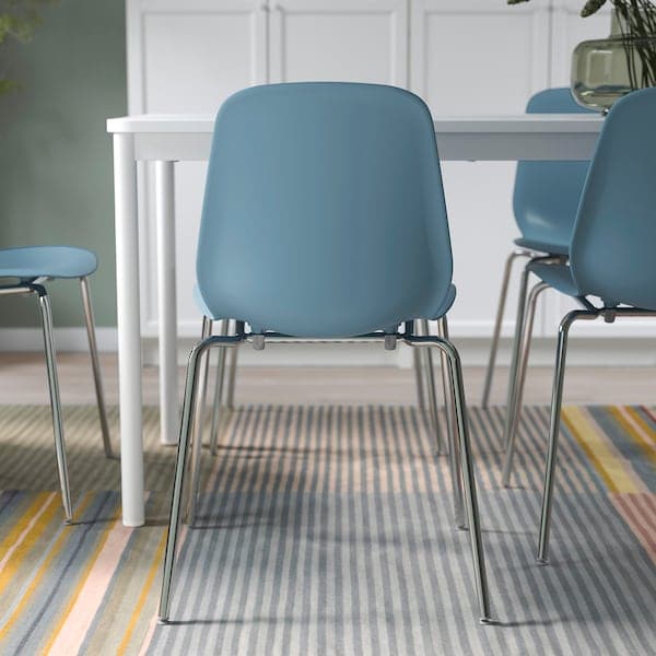 Ikea LIDÅS - Chair, blue/Sefast chrome-plated