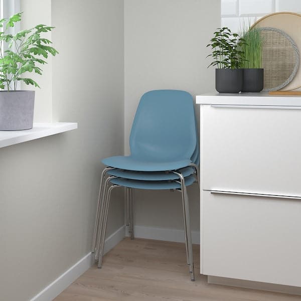 Ikea LIDÅS - Chair, blue/Sefast chrome-plated