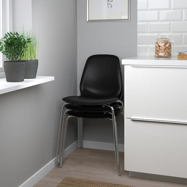 LIDÅS - Chair, black/Sefast chrome-plated - best price from Maltashopper.com 99505567