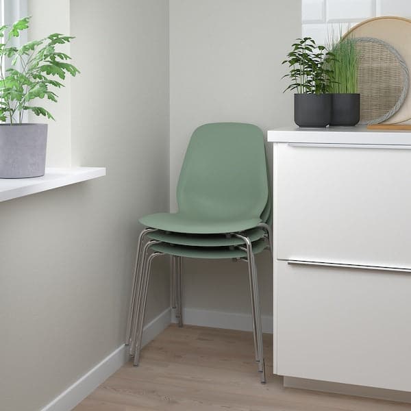 LIDÅS - Chair, green/Sefast chrome-plated - best price from Maltashopper.com 29481409