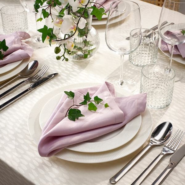 LIGUSTER - Napkin, patterned pale lilac, 40x40 cm - best price from Maltashopper.com 30568109