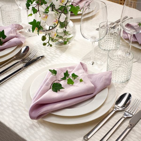 Ikea LIGUSTER - Napkin, patterned pale lilac, 40x40 cm