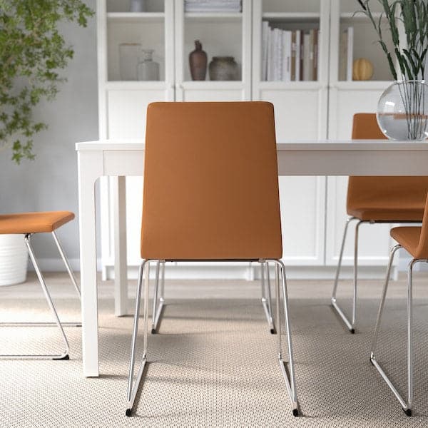 Ikea LILLÅNÄS - Chair, chrome/Bomstad ochre brown ,