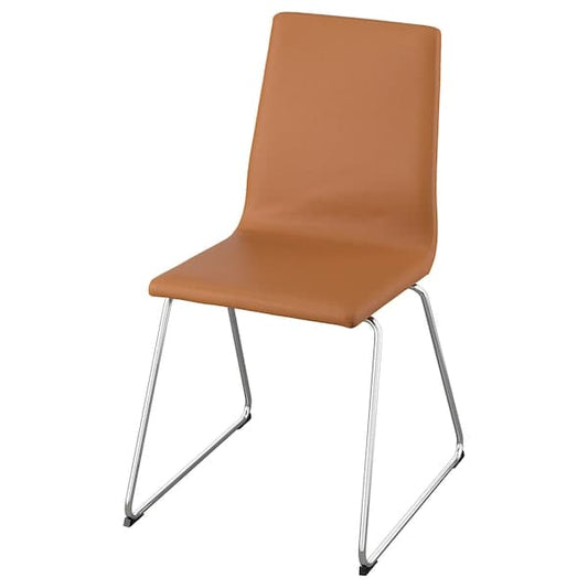 Ikea LILLÅNÄS - Chair, chrome/Bomstad ochre brown ,