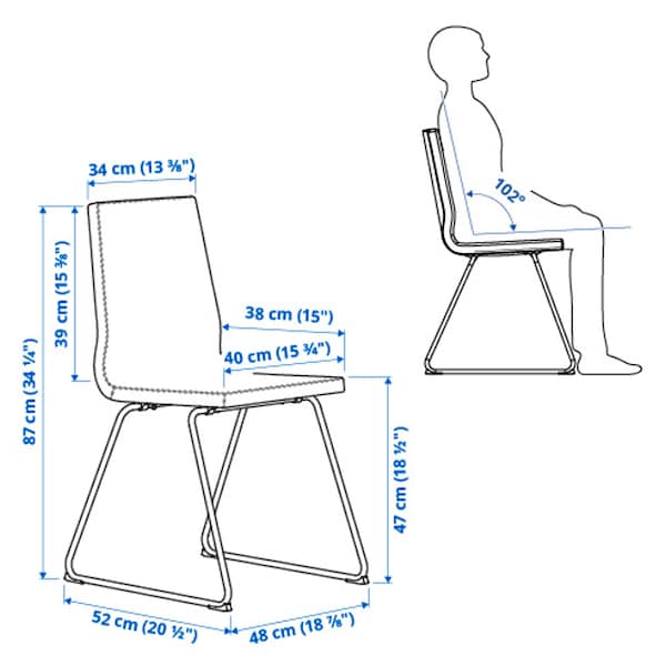 Ikea LILLÅNÄS - Chair, chrome/Gunnared grey ,