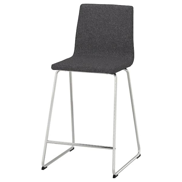 LILLÅNÄS - Bar Stool, chrome/Gunnared dark grey, 63 cm