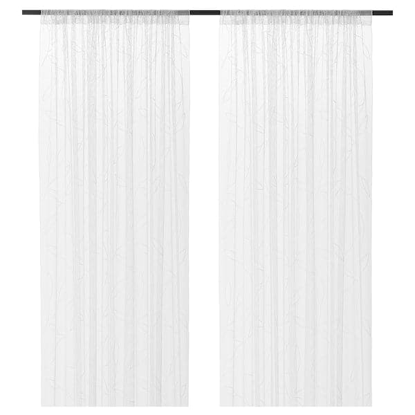 LILLEGERD Thin curtains, 1 pair - white leaves 145x300 cm , - best price from Maltashopper.com 00464783