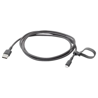 LILLHULT - USB-A to lightning, dark grey, 1.5 m - best price from Maltashopper.com 00527592