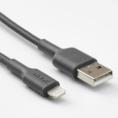 LILLHULT - USB-A to lightning, dark grey, 1.5 m - best price from Maltashopper.com 00527592