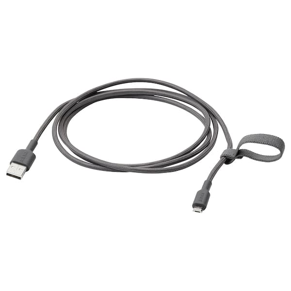 LILLHULT - USB-A to USB-micro, dark grey, 1.5 m - best price from Maltashopper.com 80527593