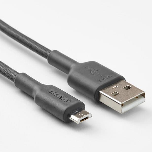Ikea LILLHULT - USB-A to USB-micro, dark grey, 1.5 m