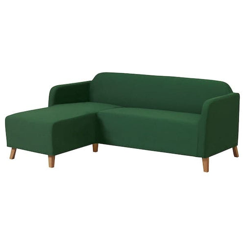 LINANÄS - Sofa cover 3/chaise-lon, Vissle dark green ,