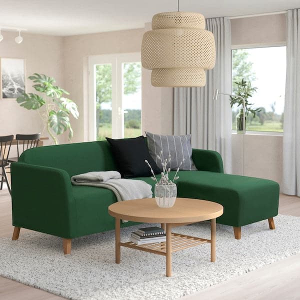 LINANÄS - Sofa cover 3/chaise-lon, Vissle dark green , - best price from Maltashopper.com 40564403