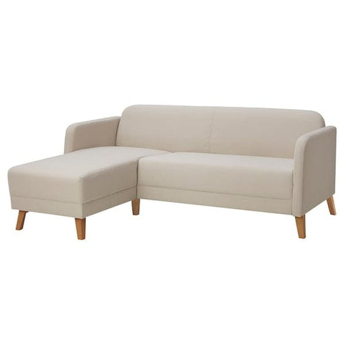 LINANÄS 3-seater sofa with chaise-longue/Vissle beige ,