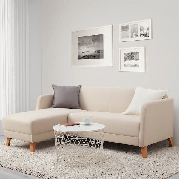 Ikea LINANÄS 3-seater sofa with chaise-longue/Vissle beige ,
