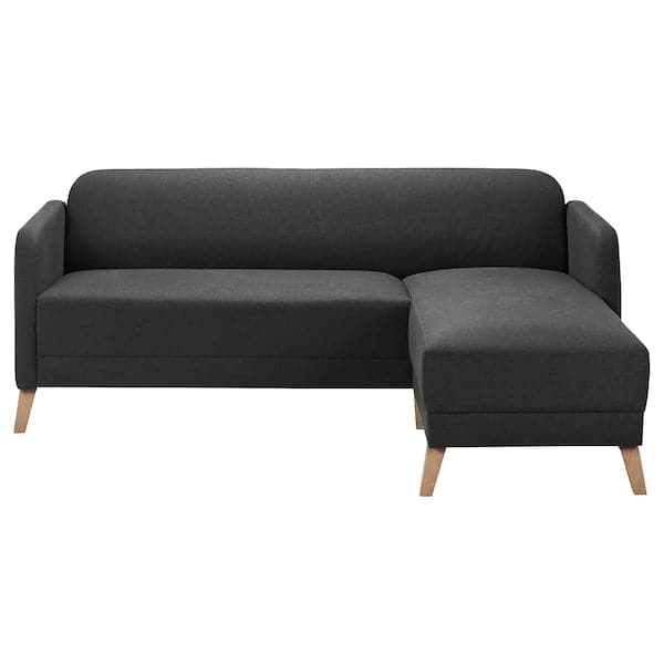 Ikea LINANÄS 3-seater sofa with chaise-longue/Vissle dark grey ,
