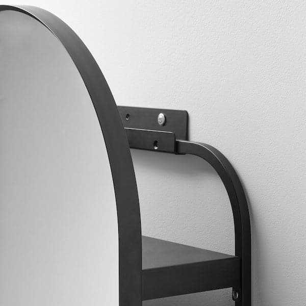 LINDBYN - Mirror with storage, black, 40x70 cm - best price from Maltashopper.com 10458611