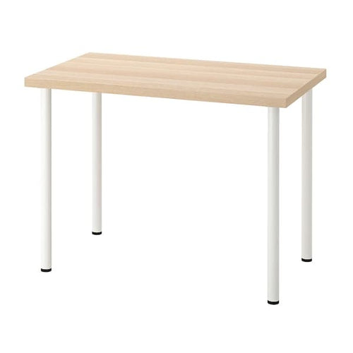 LINNMON / ADILS - Desk, white stained oak effect/white, 100x60 cm