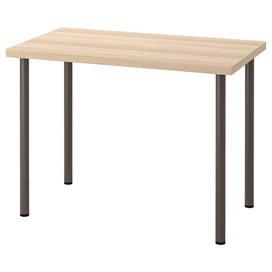 Ikea LINNMON / ADILS - Desk, white stained oak effect/dark grey, 100x60 cm