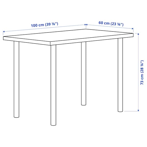LINNMON / ADILS - Desk, white stained oak effect/dark grey, 100x60 cm - best price from Maltashopper.com 79416341