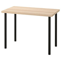 LINNMON / ADILS desk, white stained oak effect/black, 100x60 cm