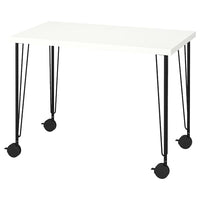 LINNMON / KRILLE - Desk, white/black, 100x60 cm - best price from Maltashopper.com 89509702