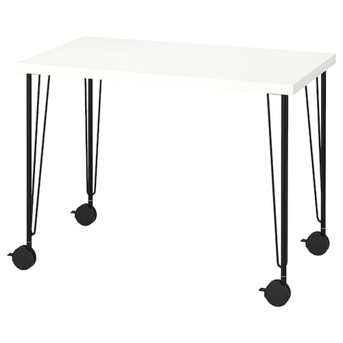 LINNMON / KRILLE - Desk, white/black, 100x60 cm