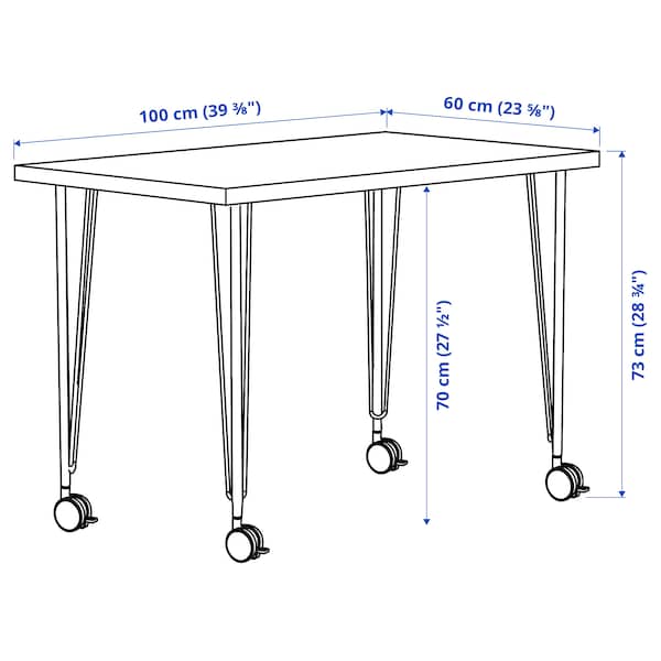 IKEA ADILS/LINNMON Table, 100x60 cm, White/Black 