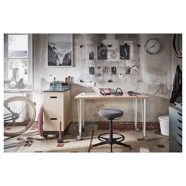 LINNMON / KRILLE - Desk, white stained oak effect/white, 100x60 cm - best price from Maltashopper.com 59416361