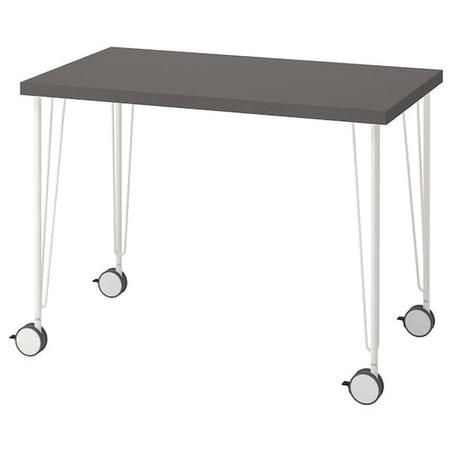 LINNMON / KRILLE - Desk, dark grey/white, 100x60 cm